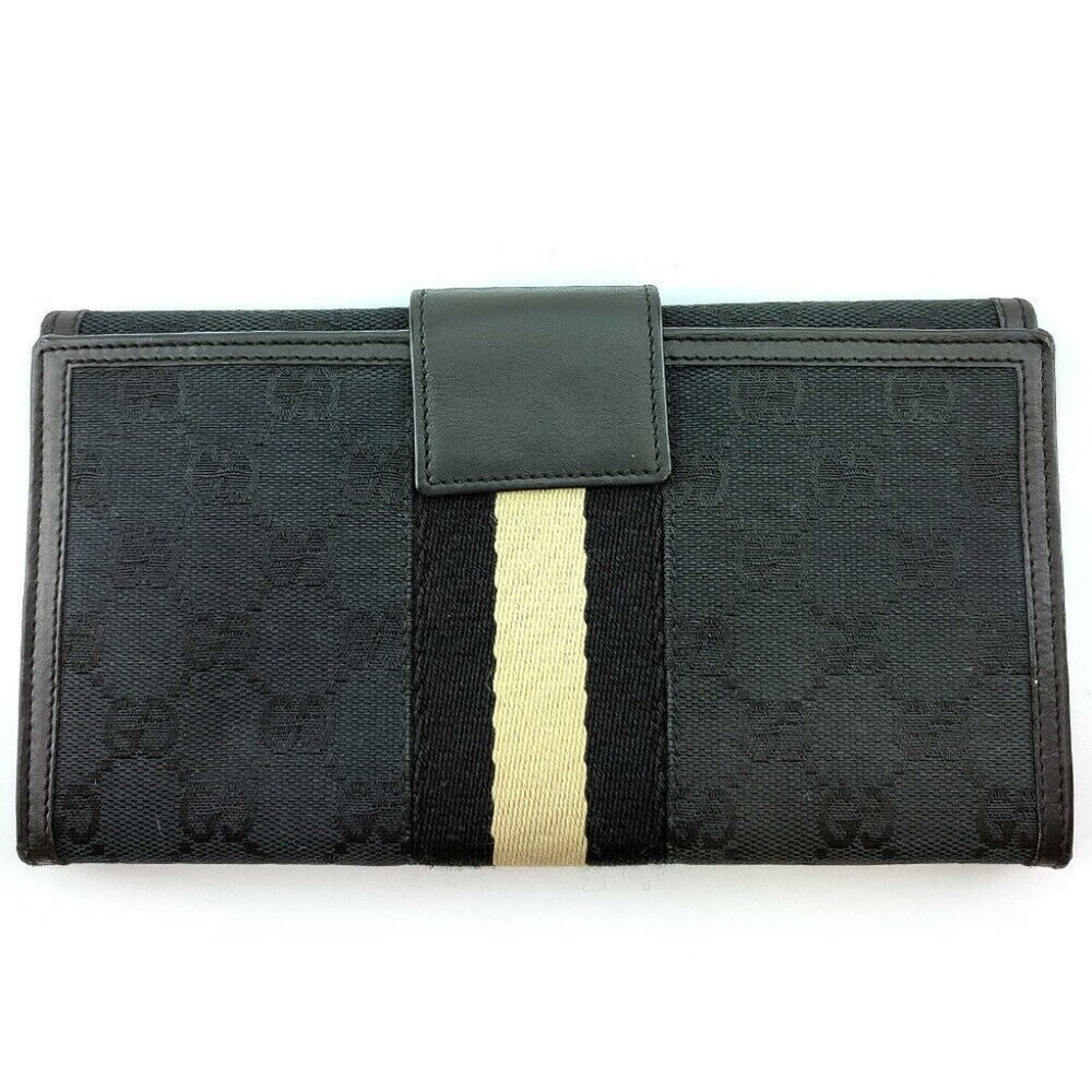 GUCCI Long Wallet GG Canvas Beige Canvas x Leather Authentic USED